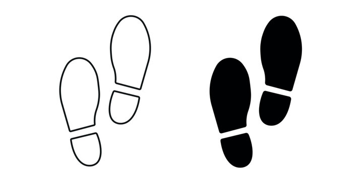 Footprint icon set showing shoe tracks and walking path