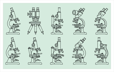 Fototapeta premium Scientific Microscope and Medical Lab Icon Set