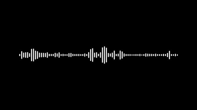 spectrum audio animation, seamless loop, White digital audio waveform equalizer on black screen background. Minimalist style white lines, Sound waveform spectrum animation.