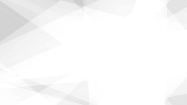 Abstract clean white and light grey geometric background animation with moving triangles and polygon shapes