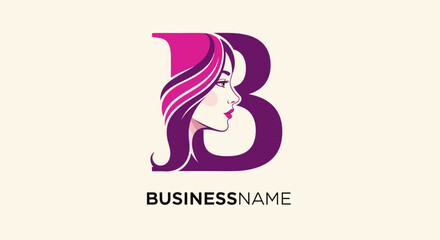 Logo featuring a stylized woman's profile with flowing hair and a large letter B © Basar