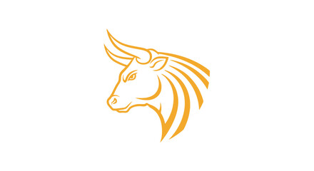Elegant gold line drawing of a unicorn with detailed mane on white background © Basar