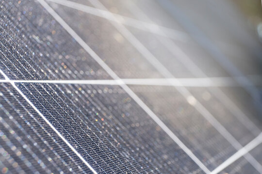 Close-up of solar photovoltaic panels, selective focus