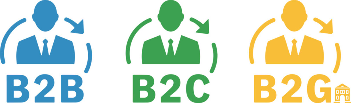 B2B B2C and B2G Business Relationship Icons