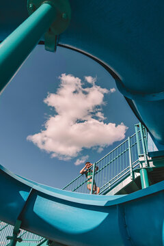 Going uup the big water slide