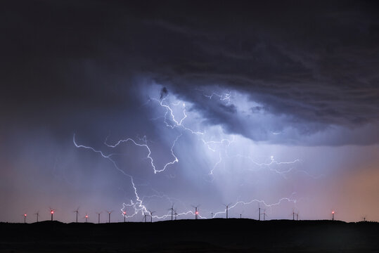 Spain,Burgos Province, Briviesca, thunderstorm