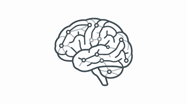 Abstract neural network brain vector icon representing artificial intelligence, cognitive thinking, and creative concept