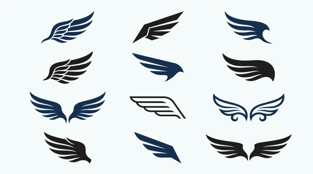 Set of Vector Wing Icons for Professional Graphic Design and Branding Projects