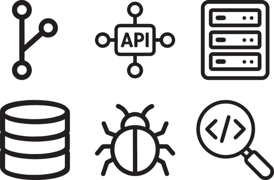 Web Development Icon Set Outline
