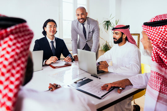 International business team during a corporate meeting in Riyadh