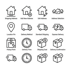 Fototapeta premium Shipping Icons Delivery Icons With Address Icon
