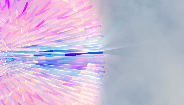 Abstract 3d rendering of dynamic pastel lines with copy space
