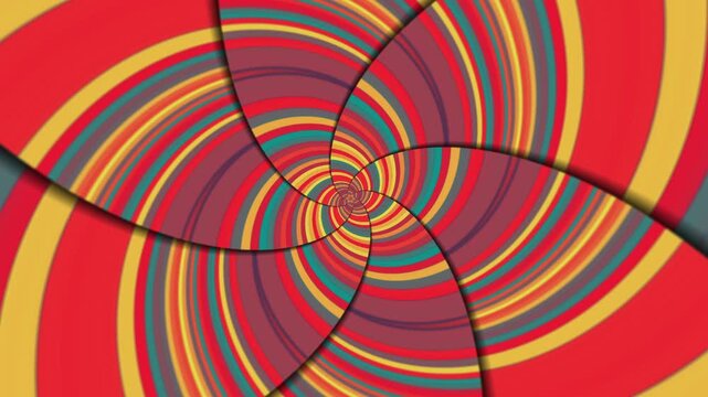 Retro psychedelic spiral vortex rotating in a continuous hypnotic motion video loop