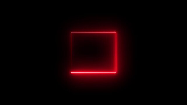 live streaming neon text frame animation. Neon glowing blue color square rectangle picture frame icon animation.