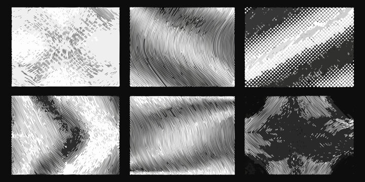 Abstract Gradient Textures In Grayscale Six Different Variations