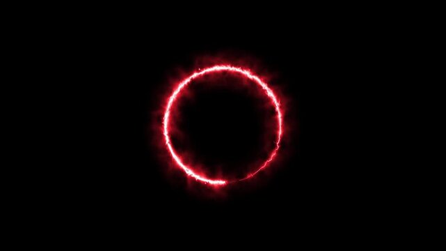 Glowing saber neon fire circle loop on a black background.