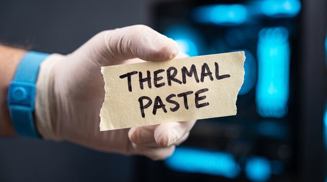 Technician Hand Holding Thermal Paste Handwritten