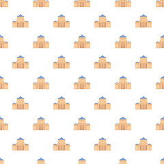 Naklejka premium Architectural buildings with domes and columns forming a seamless pattern on a white background