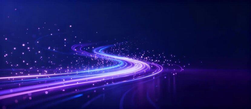 Dynamic Light Trails Creating a High-Speed Data Flow Visual, Representing Advanced Digital Connectivity and Futuristic Network Communication Concepts on a Dark Background