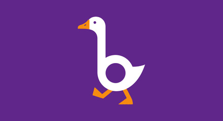 Stylized white goose with orange details © Keong