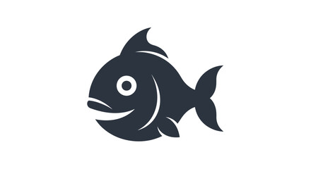 Stylized black and white fish icon with bold outline on a plain background © Keong