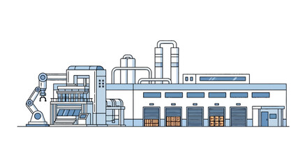 Fototapeta premium Modern industrial factory building with robotic automation system