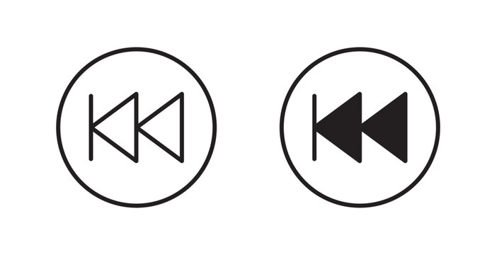 Rewind button icon vector design illustrations. line and solid styles