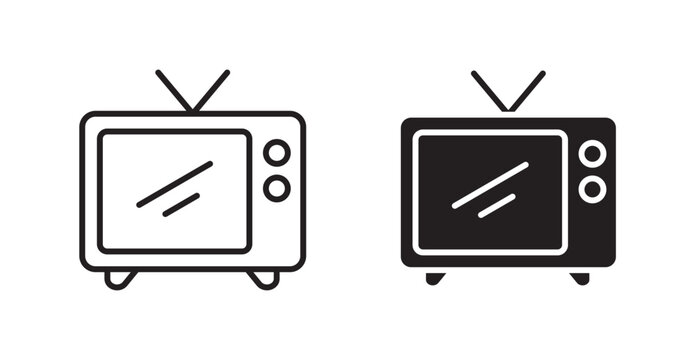 Television icon vector design illustrations. line and solid styles