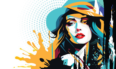 Graffiti woman street art fashion painting dynamic grunge.eps © Click