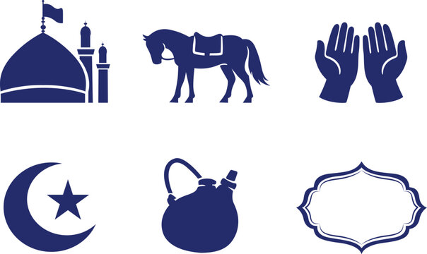 Islamic Muharram Ashura Festival Icon Set
