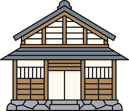 Traditional Japanese House with Stone Foundation
