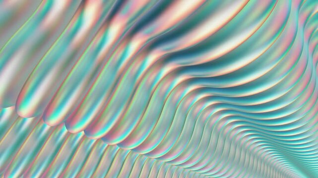 Dreamy diagonal waves in pattern. The pearl color 3d stripes in smooth motion. 3d render