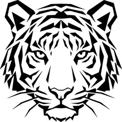 Fototapeta premium Black and white stylized tiger face illustration for logo design