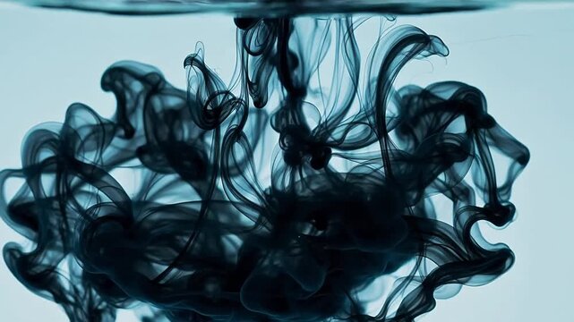 Inky Explosion: Black Ink Expanding into Misty Hyphae in Water