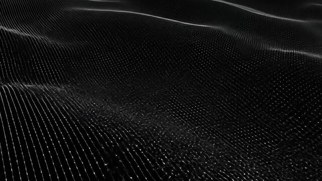 Abstract waves of light undulate across a dark, textured surface