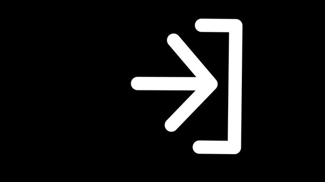 Minimalist white arrow icon animation isolated on a clean white background for user interface design loading and saving motion graphics.4k animation