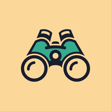Green Binoculars Front View Illustration.
