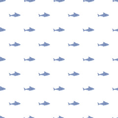 Fototapeta premium Blue sharks forming a repeating pattern, creating a simple aquatic background