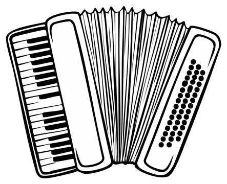 Accordion Illustration of Musical Instrument with Bellows and Keys Vector Style