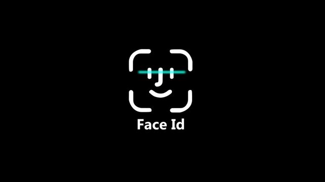 Abstract Face scanning animation showing scanner process with face id text concept. 4k.