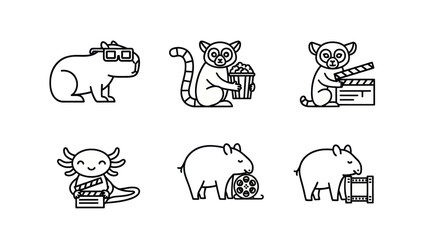 Animal film crew and movie making icons © Bromen