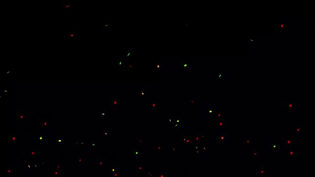 Abstract confetti rain effect overlay screen alpha channel. Glowing confetti blast celebration animation loop. 4k