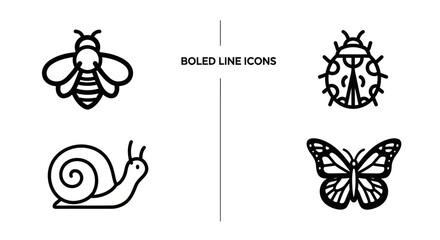 Bold line insect vector icon set. © Bromen