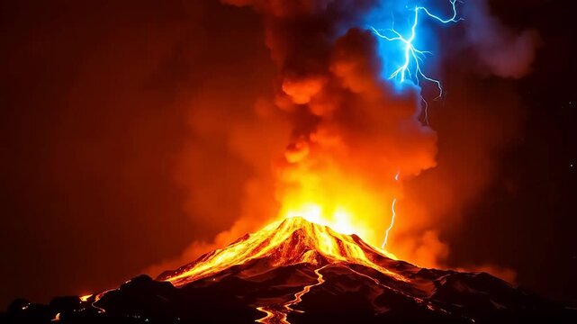 Dramatic Volcanic Lightning Strike Within Ash Cloud