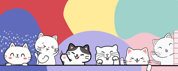 A cute cartoon of a cats peeking.