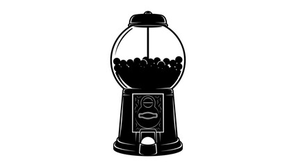 Gumball Machine Silhouette: A striking black silhouette of a classic gumball machine filled with colorful candies, poised for dispensing. © Murshida