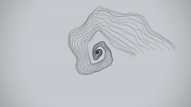 Hypnotic seamless loop of a glowing rose gold seashell morphing through an abstract topology field with cinematic depth. Ideal for science background, vj loop. 4K UHD.