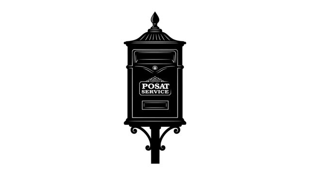 Vintage Mailbox: A classic black mailbox, adorned with ornate detailing, stands as a testament to a bygone era of postal service, ready to receive letters and parcels.