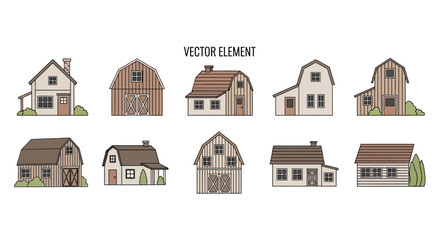 Collection of rustic barn and farmhouse architectural elements © alfi