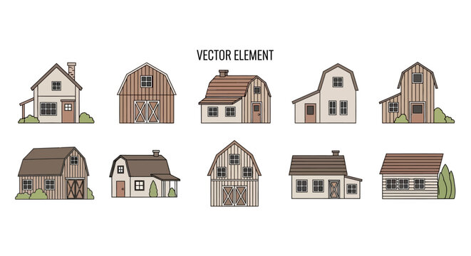 Collection of rustic barn and farmhouse architectural elements